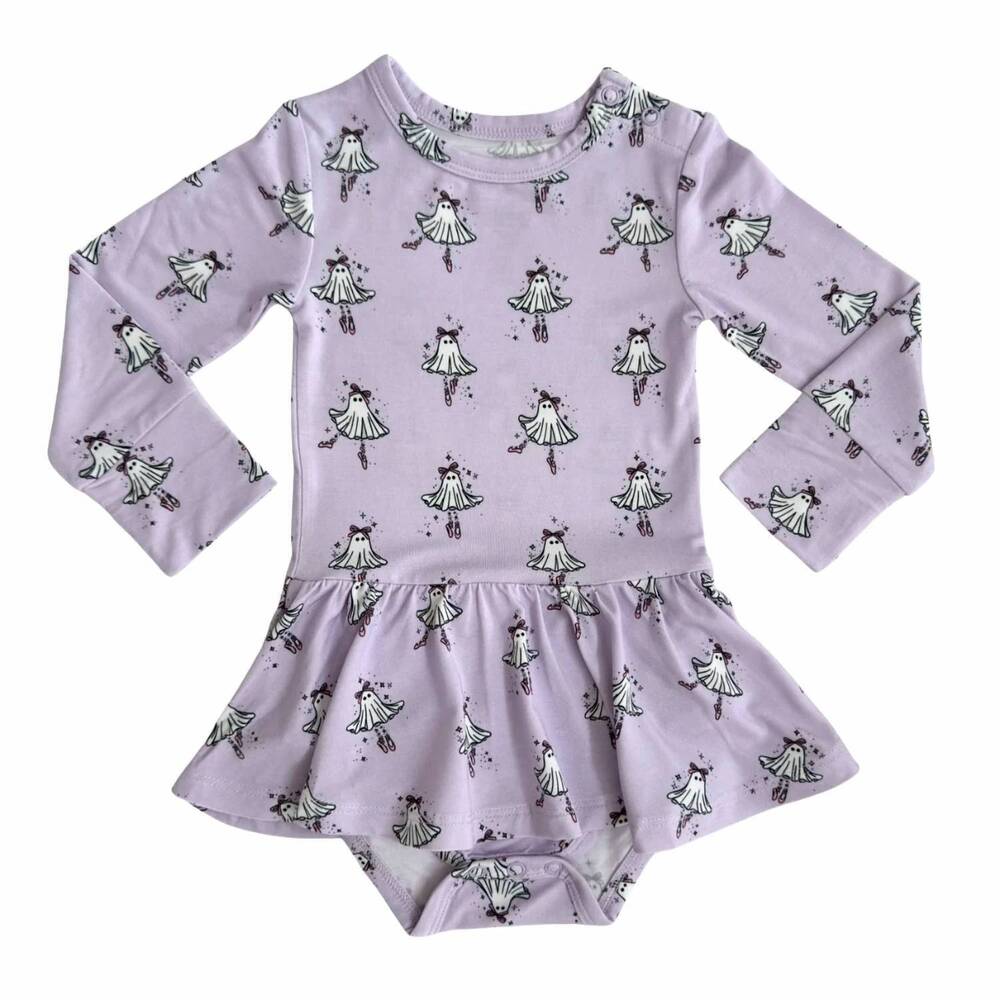 NEW IN MY JAMMERS baby girls ballerina ghost twirl bodysuit in lavender